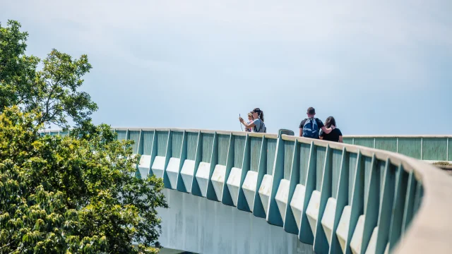 Strollers on the Cornouaille Bridge
