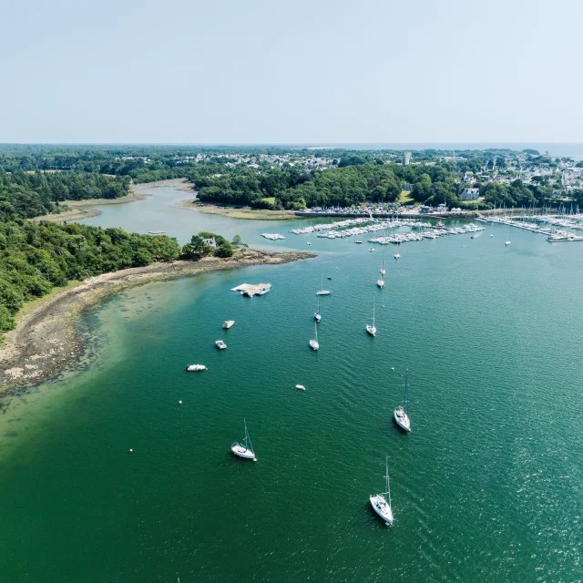 Vue aérienne de l'Anse de Penfoul à Bénodet depuis le Pont de Cornouaille