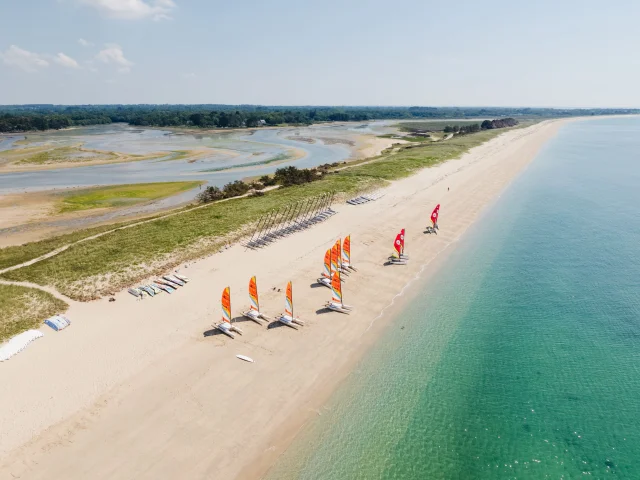 Aerial view of the catamarans on the Mousterlin Dunes