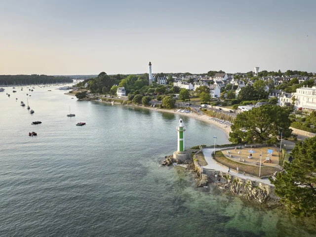 Aerial view of the two lighthouses at Bénodet