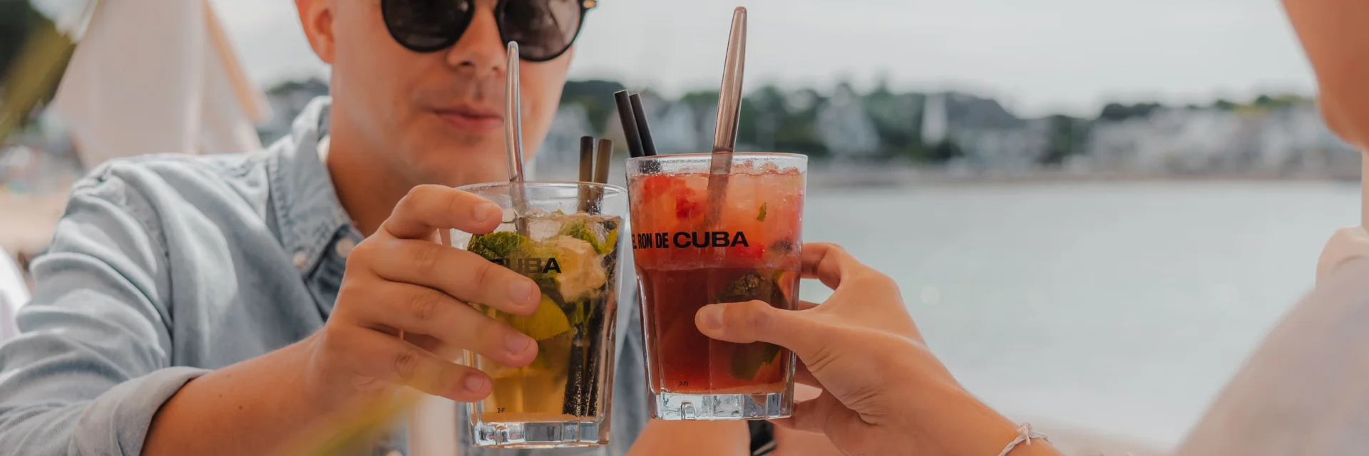 Couple enjoying a drink on the Sans Souci terrace