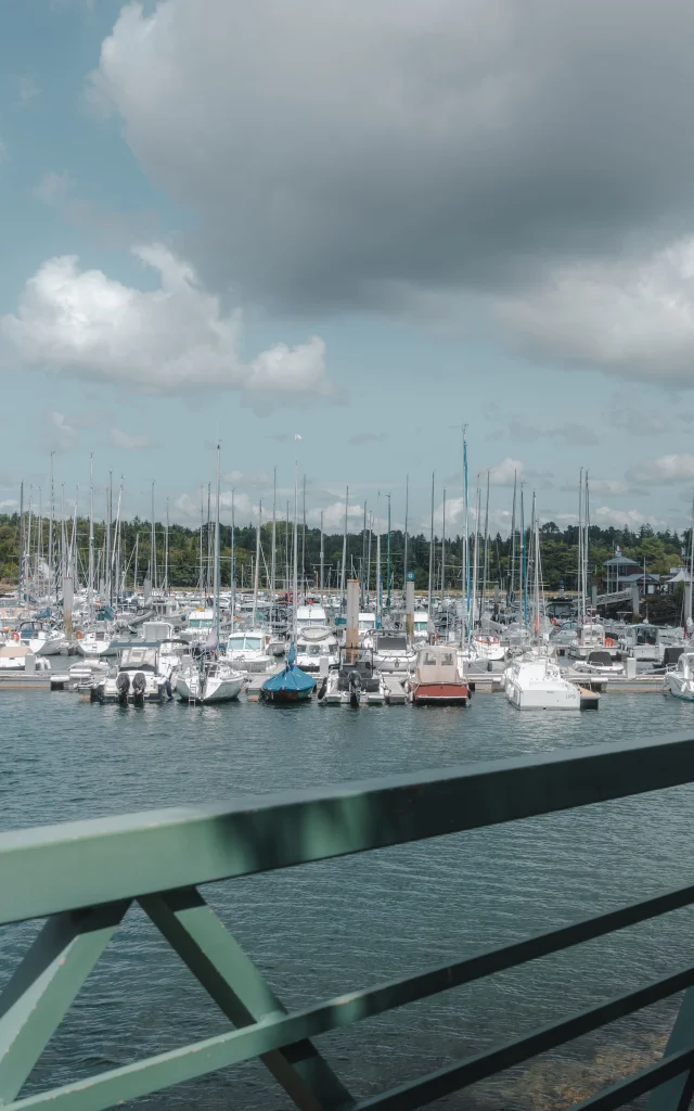 View of Bénodet marina from the pedestrian footbridge