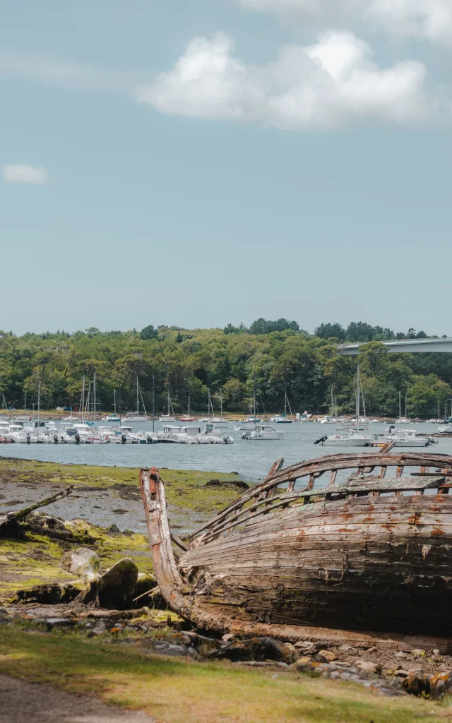 Boat cemetery in the Anse de Penfoul near the Marina
