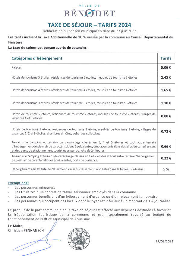 Prices 2024 - Tourist tax