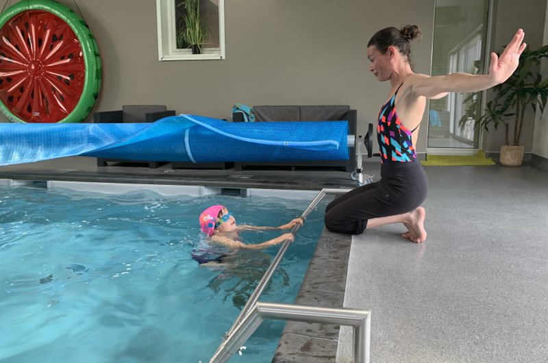 Swimming lessons in the pool